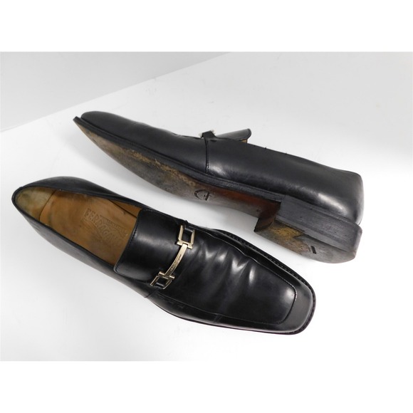 Salvatore Ferragamo Lavorazione Black Leather Nickel Bit Loafers Italy 42 D - Picture 2 of 7